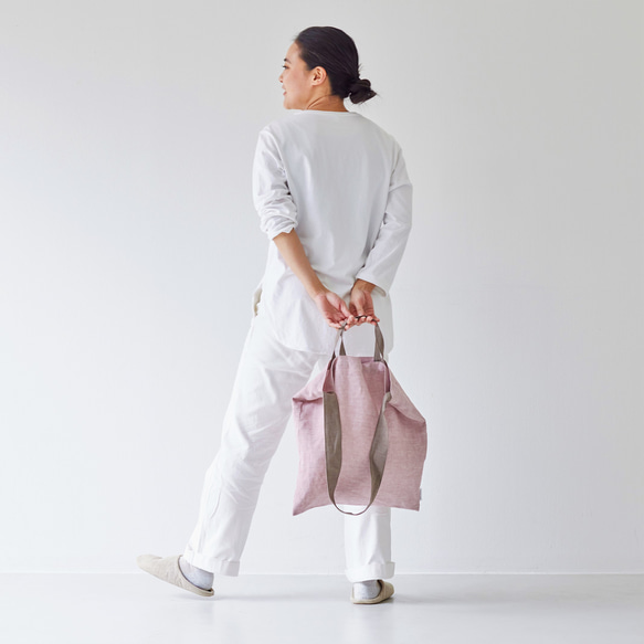 リネンのスクエアバッグ　/　square bag linen 7枚目の画像