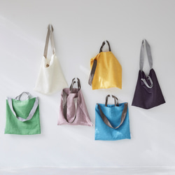 リネンのスクエアバッグ　/　square bag linen 2枚目の画像