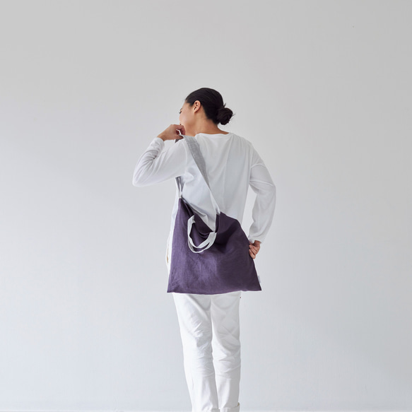 リネンのスクエアバッグ　/　square bag linen 8枚目の画像