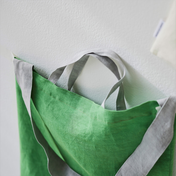 リネンのスクエアバッグ　/　square bag linen 12枚目の画像