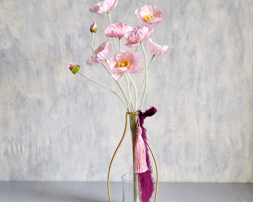 ピンクポピー】｜アーティフィシャルフラワー 花瓶アレンジ| 春