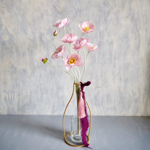 ピンクポピー】｜アーティフィシャルフラワー 花瓶アレンジ| 春