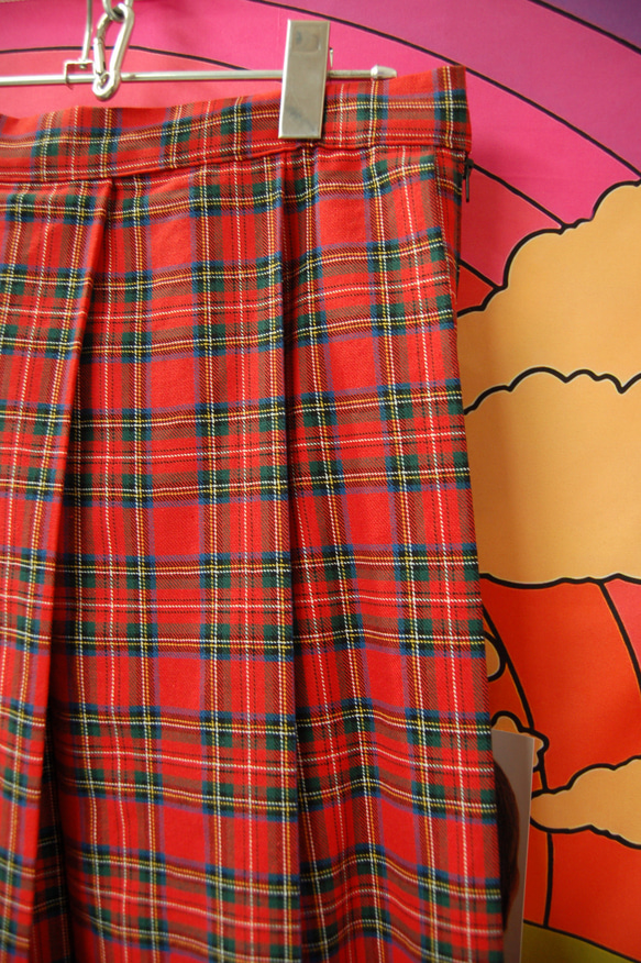 タータンチェック　コットンプリーツロングスカート:red 6枚目の画像