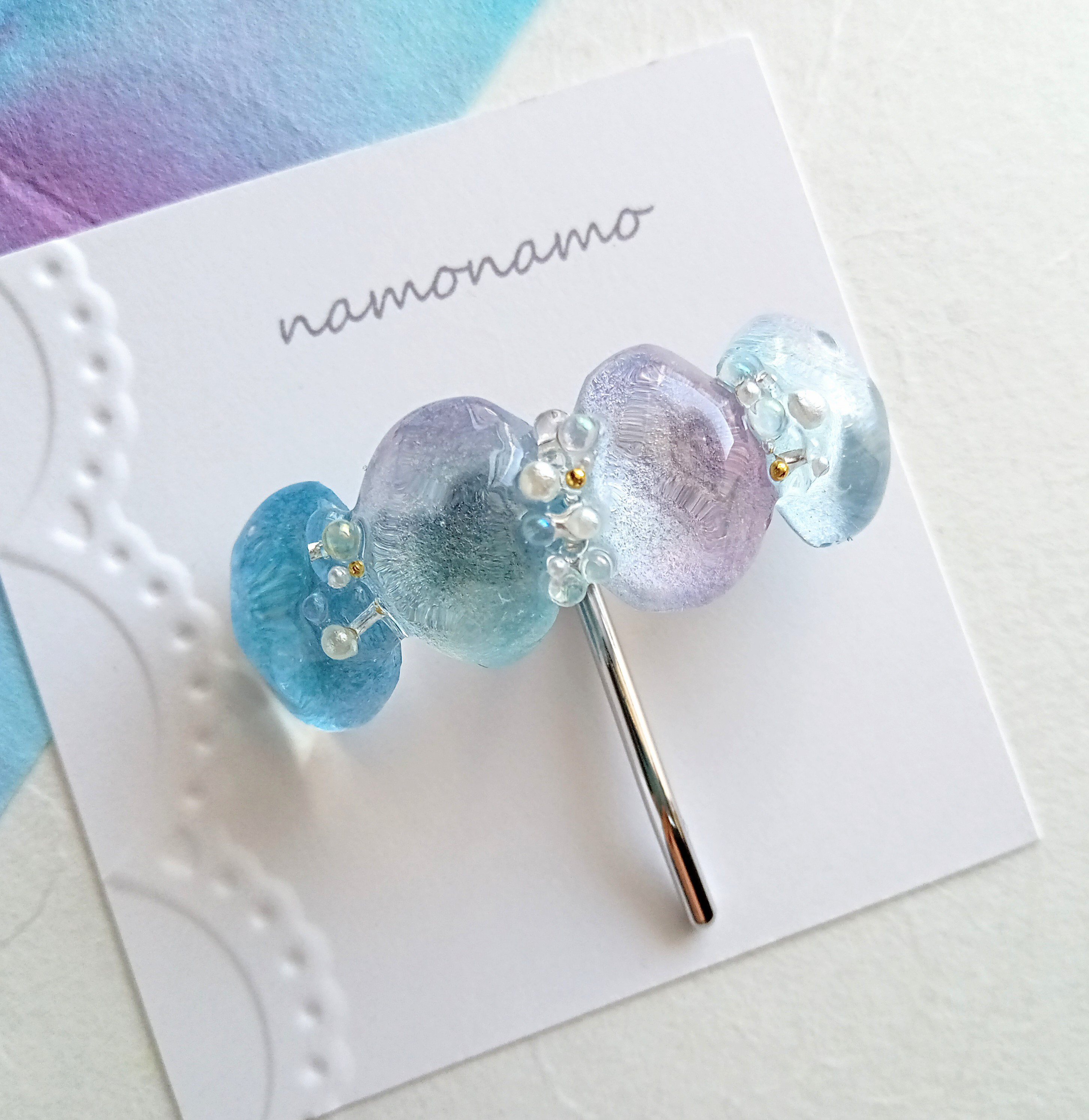 金魚の泡沫 白う ポニーフック ヘアカフス ハンドメイド
