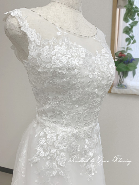 ウエディングドレス ウェディングドレス　トレーン　結婚式 ノースリーブ 肩布付き  Aライン gcd_81006 6枚目の画像