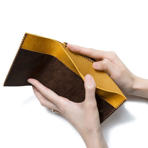 ☆ラッピング無料☆ 色鮮やかなプエブロレザー 三つ折り財布 [イエロー