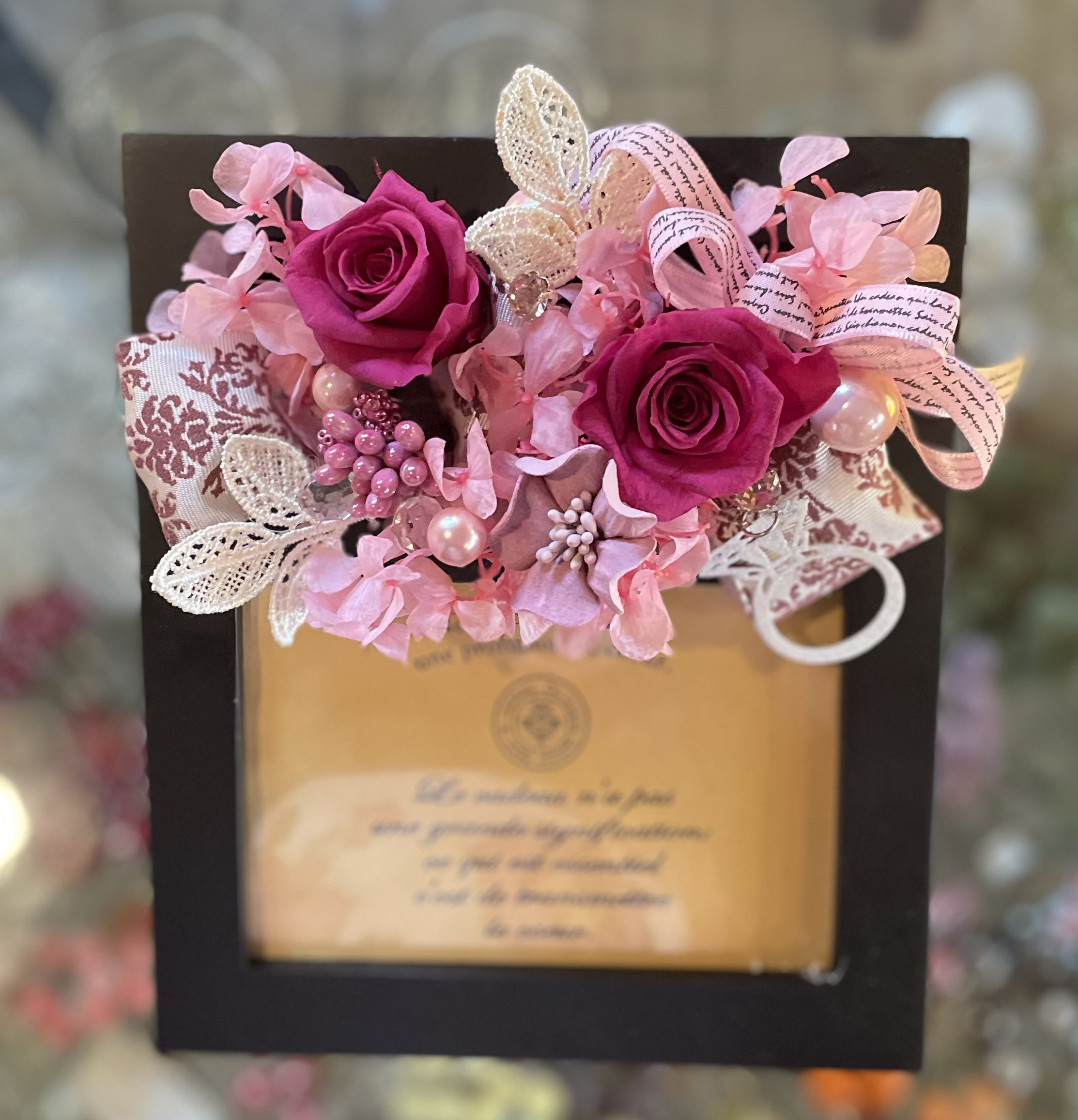 プリザーブドフラワー写真BOXアレンジ