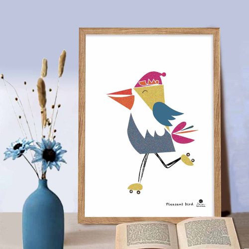 たのしい鳥 鳥 イラスト アートポスター ポスター A4A3A2A1 アート/sei