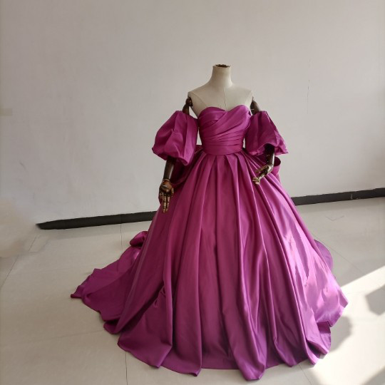 送料無料！高品質！カラードレス パーティードレス ビビッドピンク  Vバック 美しいバックリボン /結婚式/披露宴