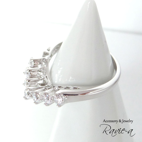 爪形戒指華麗高品質超級方晶鋯石派對正式戒指無塗層顏色 第3張的照片