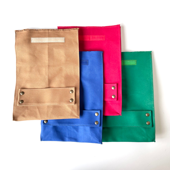 紙袋みたいな帆布バッグ　マジックテープ付き(ブルー)　ハンドバッグ　バッグインバッグ　差し色 9枚目の画像