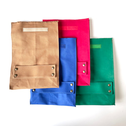 紙袋みたいな帆布バッグ　マジックテープ付き(レッド)　ハンドバッグ　バッグインバッグ　差し色 8枚目の画像
