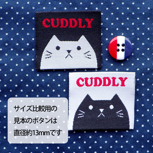 商用可】ハンドメイドタグ 大ロット50枚 刺繍タグ 四角タグ 猫