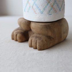 ラスト１　最終ＳＡＬＥ　天然無垢ウッド手彫り木彫りARTペーパー スタンド 　キッチンペーパーホルダー猫W02D 6枚目の画像