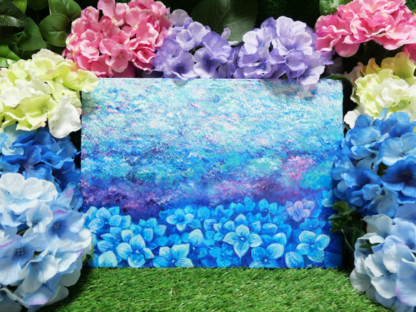 再再販！ 絵画【紫陽花畑】 油絵 絵画 15719547｜Creema(クリーマ) 通販 HR 絵画