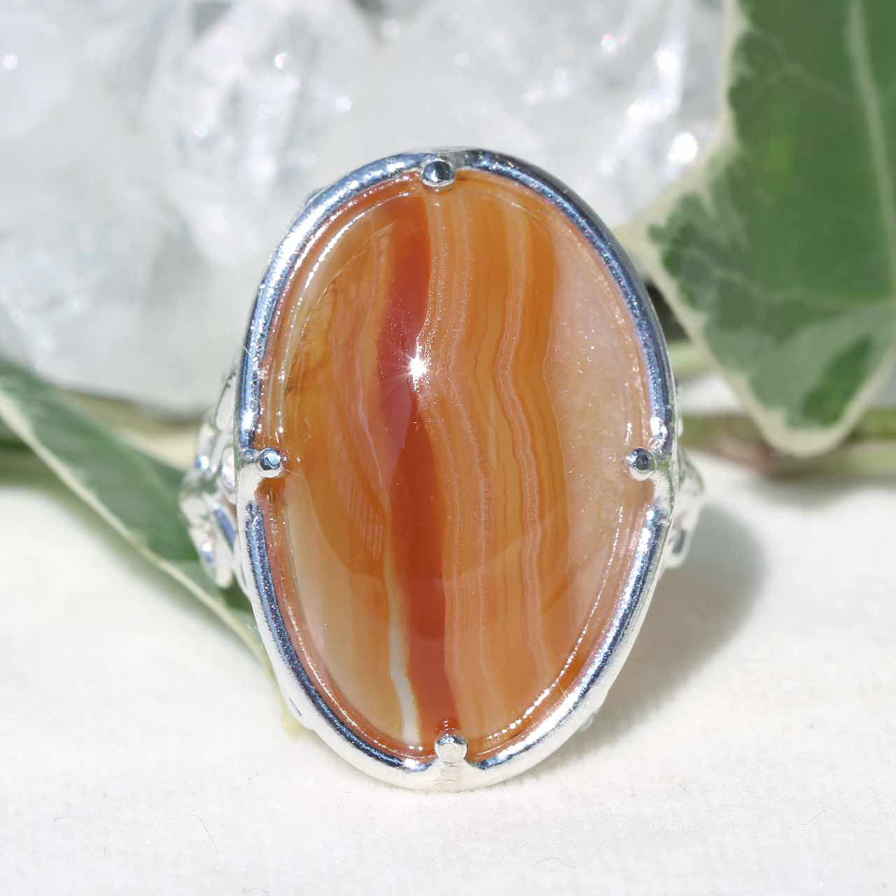 ♥　お値打ち品・18kオレンジ瑪瑙・千本透かしリング・size 12号 4g 北海道産瑪瑙・リング【13号】 指輪・リング m.u.m 通販