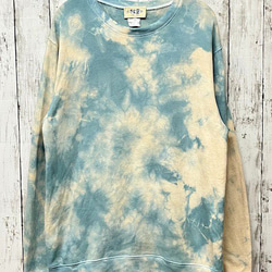 タイダイ染め スウェット トレーナー Lサイズ ティールブルー×ベージュ