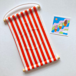 ミニチュアタペストリー 「soft cream day × orange stripe」ミニシール付き 5枚目の画像