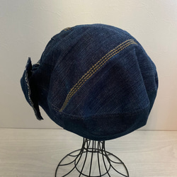 リボンDENIMのベレー帽（ネイビー） 3枚目の画像