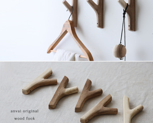 ラスト1（送料無料）再制作 5個セット 木製ウッドフック 取付ネジ付き