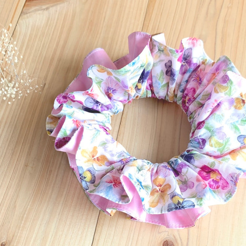 リバティ ゴム替えできる ダブルフリルシュシュ ＜Think of Me  