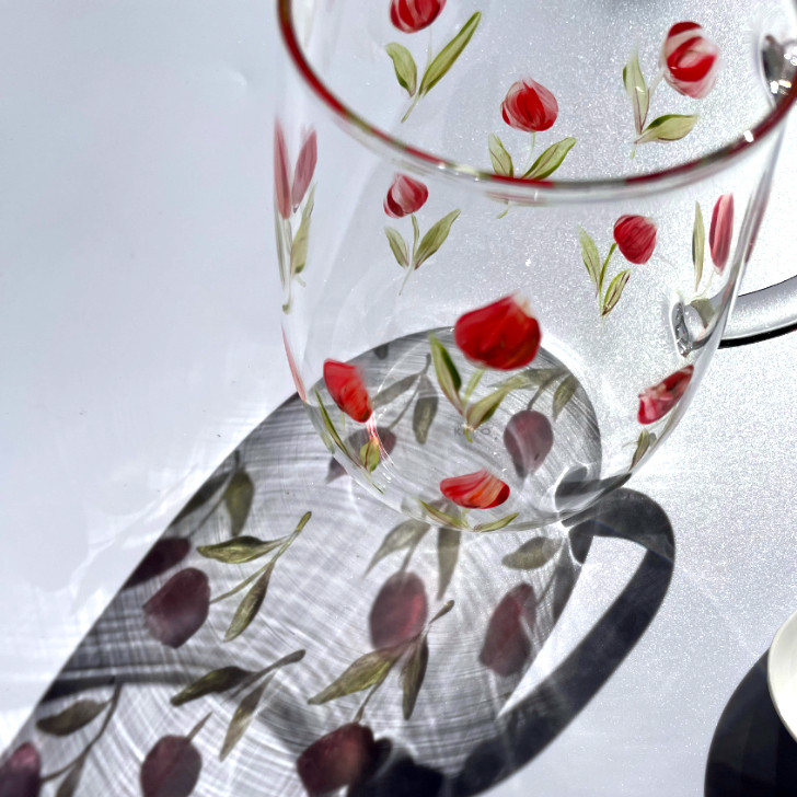 再販×2チューリップデザイン【ガラスマグ】※電子レンジ＆食洗器対応商品