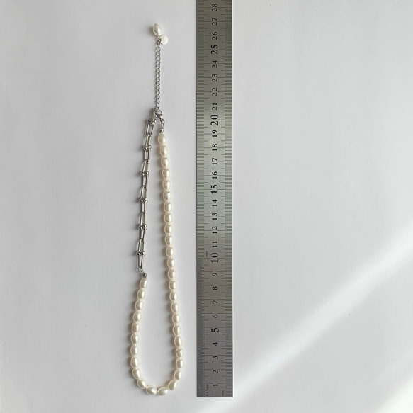 再販necklace: 淡水パール&リンクチェーン　silver  アレルギー対応 12枚目の画像