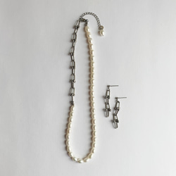 再販necklace: 淡水パール&リンクチェーン　silver  アレルギー対応 10枚目の画像