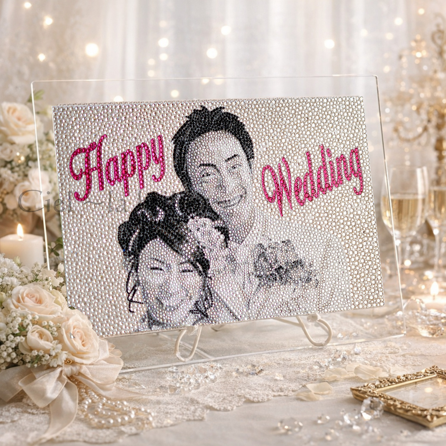 【受注制作】結婚式を彩る ウェルカムボード｜写真から作るラインストーンアート