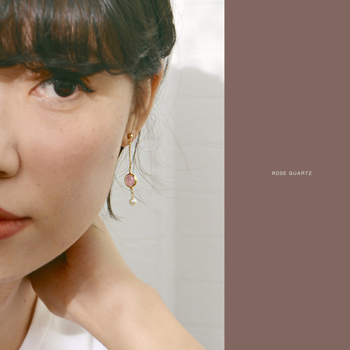 天然石x淡水パール 揺れるピアス 21種類宝石展開 14kgf