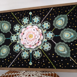 レース編み・宇宙マンダラコルクボードフレーム（40×60） 2枚目の画像