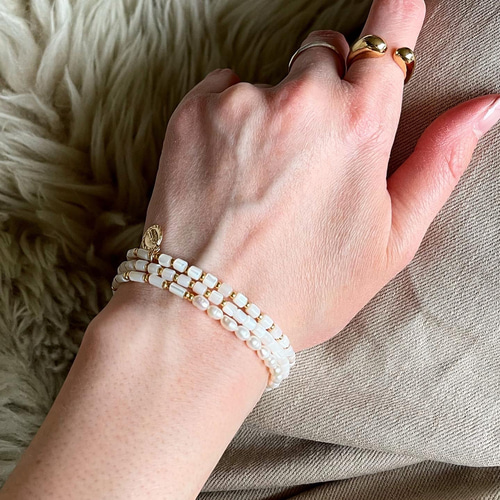 14kgf*Boho Bohemian シェルと淡水パールの2wayネックレス  