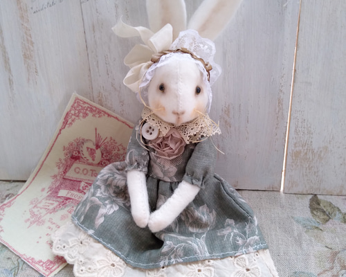 作家 ハンドメイド うさぎドール 双子 ／フランス アンティーク