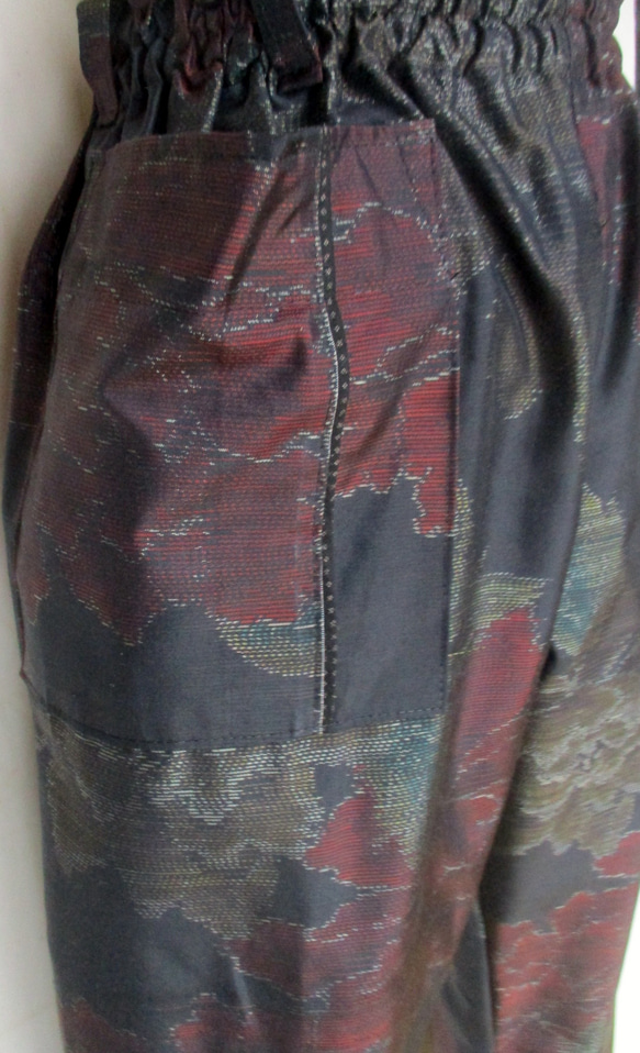 ７０４８　色大島紬の着物で作ったパンツ　＃送料無料 15枚目の画像