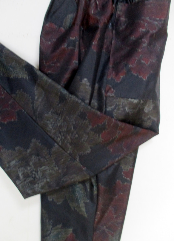 ７０４８　色大島紬の着物で作ったパンツ　＃送料無料 6枚目の画像