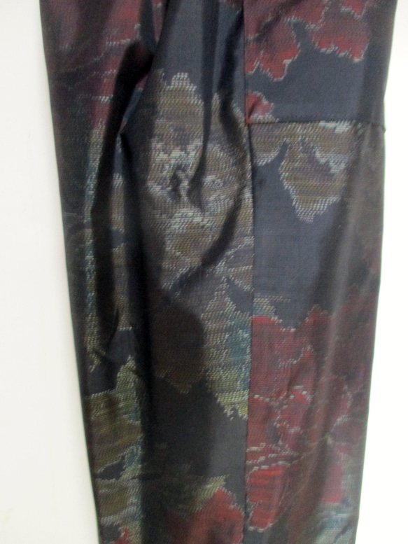 ７０４８　色大島紬の着物で作ったパンツ　＃送料無料 2枚目の画像