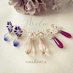 noakoma ＊ Mila - flower ピアス 3点 セット ＊ アレルギー対応 ＊ ピアスセット 母の日 花 1枚目の画像