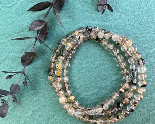 3連太陽放射タイチンルチルクォーツブレスレット341 ブレスレット 円と