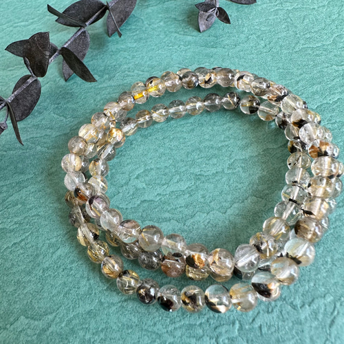 3連太陽放射タイチンルチルクォーツブレスレット341 ブレスレット 円と