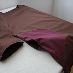 ラスト１　初夏ＳＡＬＥ　丸ドット２色かぶるだけ一枚布オーバーシャツ　チュニック　ワンピース上質コットンA05 3枚目の画像