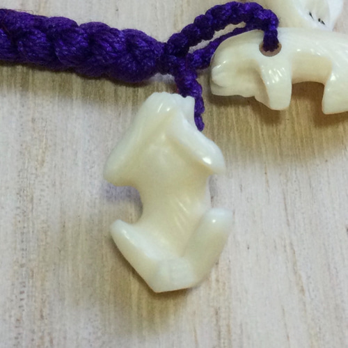 ☆本象牙根付 三猿①（見ざる、言わざる、聞かざる）正絹紐