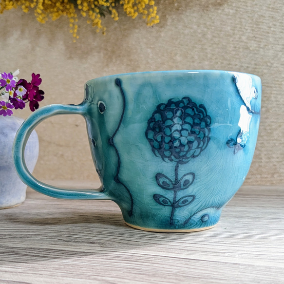 『母の日サンキューセットB』お花とドット柄のマグカップ&小皿 5枚目の画像