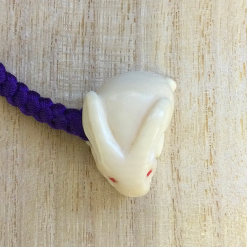 象牙 根付 十二支（卯）ウサギ（中） キーホルダー 石橋象牙店