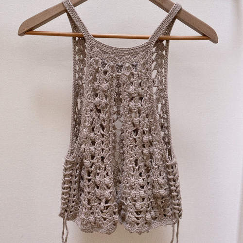 crochetニットビスチェ（ ベージュ ）手編み タンクトップ