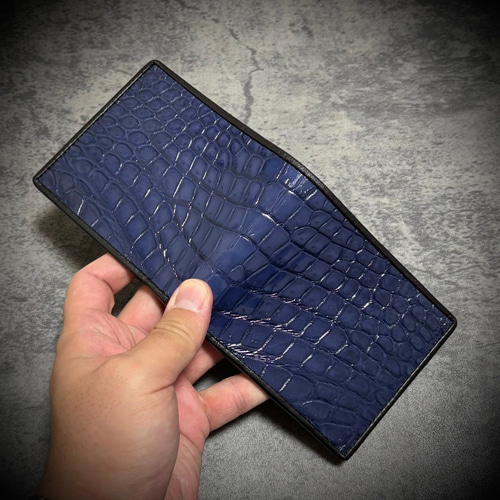 シャイニング クロコダイル 折財布 二つ折り メンズ財布 エナメル ワニ