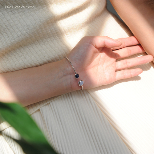 在庫限り」 宝石と金具の組み合わせが自由！天然石バングル SV925