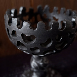 ブラックゴブレットキャンドルホルダー１　インセンスホルダー　香立て　やちむん　沖縄 2枚目の画像