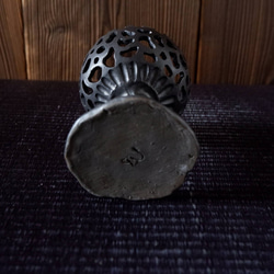 ブラックゴブレットキャンドルホルダー１　インセンスホルダー　香立て　やちむん　沖縄 8枚目の画像