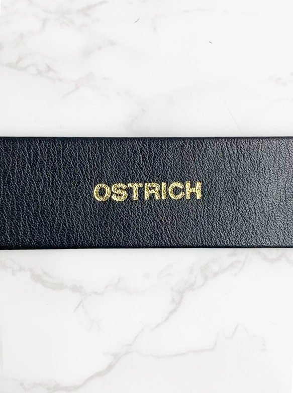 日本製　クライン・カルー　オーストリッチ　３０㎜巾　上質　ベルト　真鍮磨き上げ金具　エキゾチックレザー 6枚目の画像