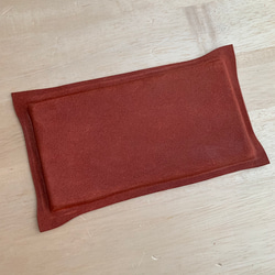 栃木レザーの床革を使ったインテリアトレイ　赤革　カルトン 3枚目の画像